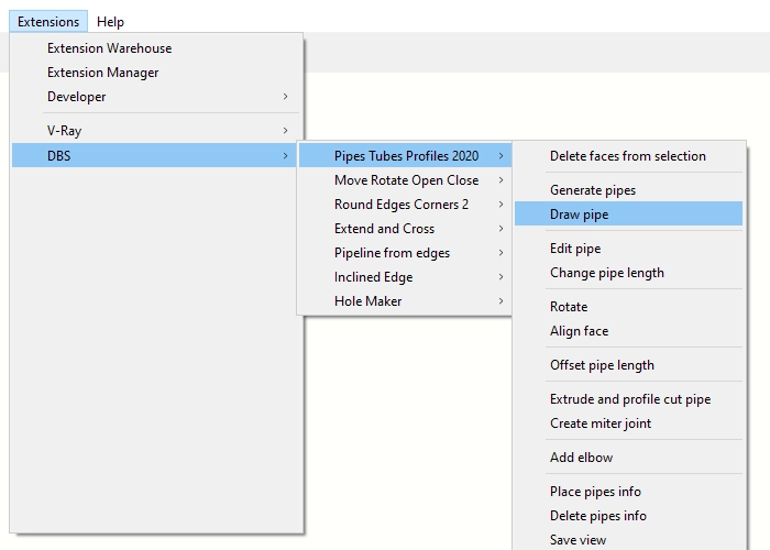 extension commands menu