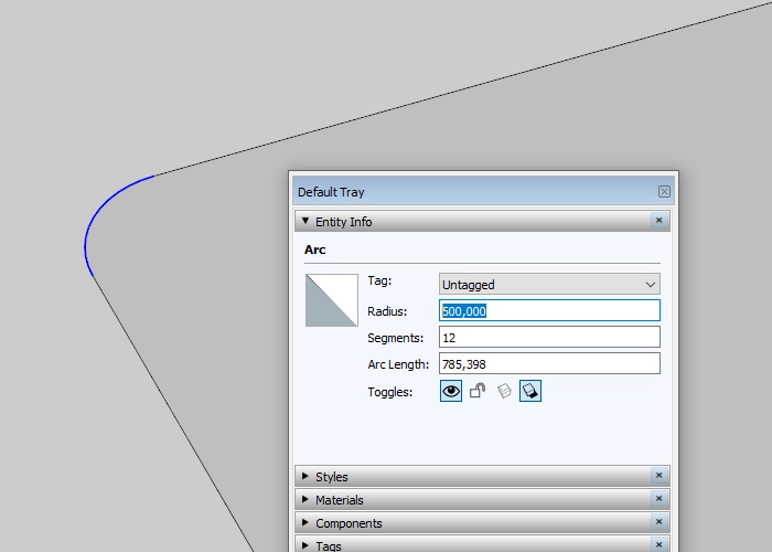 arc entity info in sketchup
